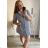 Linen Shirt Dress Short Sleeve Women's (S / M ONE SIZE) ITALIAN FASHION IM722110