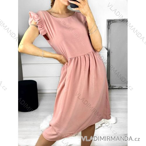 Sleeveless summer dress for women (uni sm) ITALIAN FASHION IMD20550 S/M Old-pink