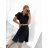 Summer Long Shirt Short Sleeve Women's Dress (S / M ONE SIZE) ITALIAN FASHION IMWB222483 S/M black