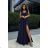 Women's Plus Size (42-46) Long Elegant Party Sleeveless Dress POLISH FASHION PMLBC23265-10 dark blue 40