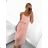 Women's Long Summer Chiffon Dress With Shoulder Strap (S/M ONE SIZE) ITALIAN FASHION IMWY231796