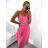 Women's Long Summer Chiffon Dress With Shoulder Strap (S/M ONE SIZE) ITALIAN FASHION IMWY231796