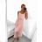 Women's Long Summer Chiffon Dress With Shoulder Strap (S/M ONE SIZE) ITALIAN FASHION IMWY231796