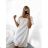 Women's Summer Cotton Short Sleeve Dress (S/M ONE SIZE) ITALIAN FASHION IM722253 S/M white