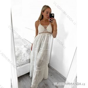 Women's Long Summer Boho Lace Strapless Dress (S/M ONE SIZE) ITALIAN FASHION IM823016