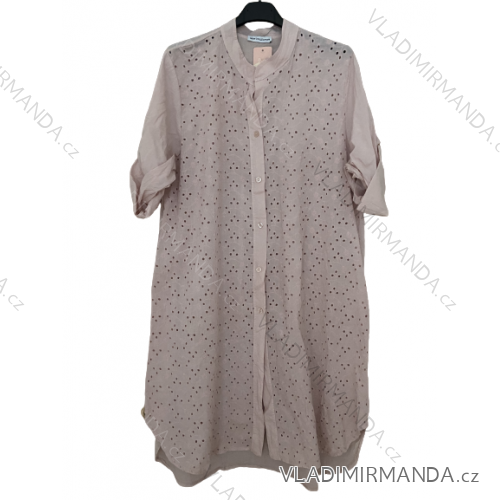 Oversize 3/4 Sleeve Women's Plus Size Shirt Dress (L/XL/2XL ONE SIZE) ITALIAN FASHION IM423111