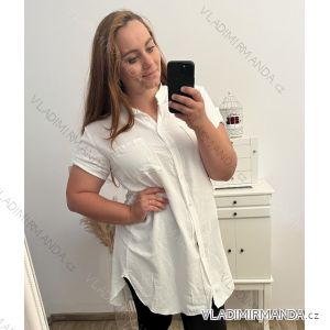 Košile oversize krátký rukáv dámská nadrozměr (XL/2XL ONE SIZE) ITALSKÁ MÓDA IMBM23ANGELA