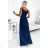 299-9 CHIARA elegant maxi dress with straps - dark blue with glitter
