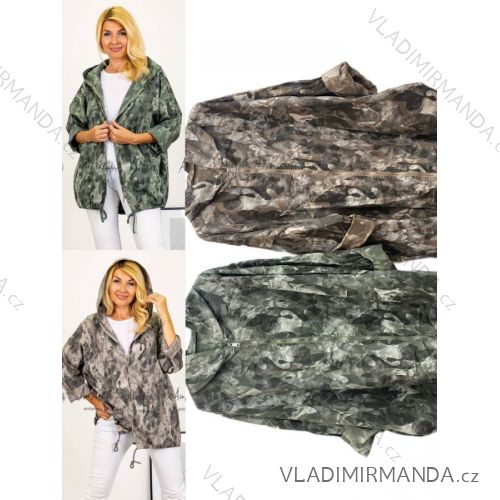 Bunda s kapucí na zip dlouhý rukáv dámská nadrozměr (3XL/4XL ONE SIZE) ITALSKÁ MÓDA IMWT232652