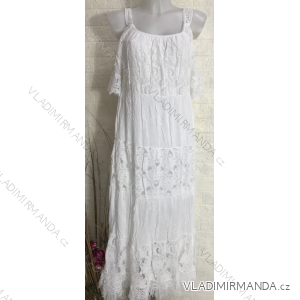 Women's Summer Boho Lace Strapless Dress (S/M ONE SIZE) ITALIAN FASHION IMPGM2383905