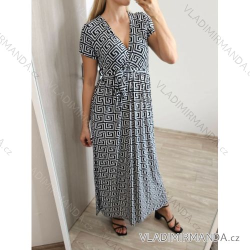 Women's Long Summer Short Sleeve Dress (S/M ONE SIZE) ITALIAN FASHION IM323101