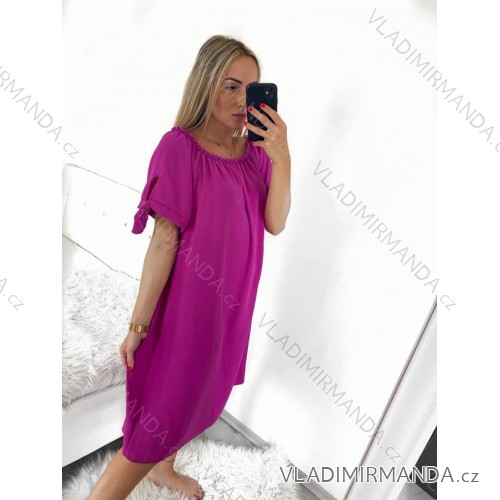 Women's elegant party long sleeve dress (S/M ONE SIZE) ITALIAN FASHION IM322282 S/M fuchsia