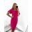 Women's elegant party long sleeve dress (S/M ONE SIZE) ITALIAN FASHION IM322282 S/M fuchsia