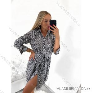 Šaty košilové dlouhý rukáv dámské (M-2XL) ITALSKÁ MODA IMB23CK-0052/DUR