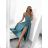 Long summer satin dress with straps women with belt (UNI S / M) ITALIAN FASHION IMM22INFINITE