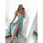 Long summer satin dress with straps women with belt (UNI S / M) ITALIAN FASHION IMM22INFINITE