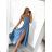 Long summer satin dress with straps women with belt (UNI S / M) ITALIAN FASHION IMM22INFINITE