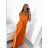 Long summer satin dress with straps women with belt (UNI S / M) ITALIAN FASHION IMM22INFINITE