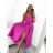 Long summer satin dress with straps women with belt (UNI S / M) ITALIAN FASHION IMM22INFINITE