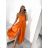 Long summer satin dress with straps women with belt (UNI S / M) ITALIAN FASHION IMM22INFINITE