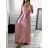 Long summer satin dress with straps women with belt (UNI S / M) ITALIAN FASHION IMM22INFINITE