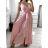 Long summer satin dress with straps women with belt (UNI S / M) ITALIAN FASHION IMM22INFINITE
