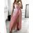Long summer satin dress with straps women with belt (UNI S / M) ITALIAN FASHION IMM22INFINITE