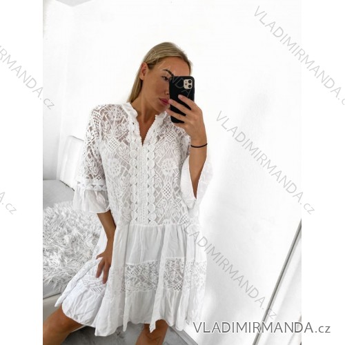 Women's Elegant Glitter Long Sleeve Dress (S/M/L/XL ONE SIZE) ITALIAN FASHION IMBM22010 2XL/3XL white