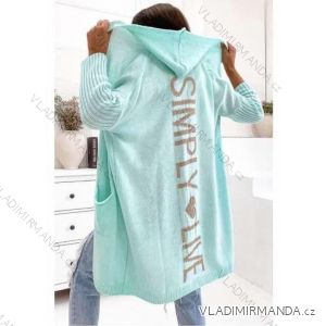 Women's Long Sleeve Knitted Hooded Cardigan (S/M ONE SIZE) ITALIAN FASHION IMWD232745