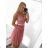 Women's elegant evening dress with straps (S/M ONE SIZE) ITALIAN FASHION IMPSH23C612/DU pink S/M