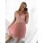 Women's elegant evening dress with straps (S/M ONE SIZE) ITALIAN FASHION IMPSH23C612/DU pink S/M