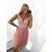 Women's elegant evening dress with straps (S/M ONE SIZE) ITALIAN FASHION IMPSH23C612/DU pink S/M