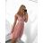 Women's elegant evening dress with straps (S/M ONE SIZE) ITALIAN FASHION IMPSH23C612/DU pink S/M