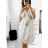 Women's Summer Boho Long Short Sleeve Dress (S/M ONE SIZE) ITALIAN FASHION IMPLI223787 S/M white