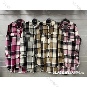 Kabát flanelový dlouhý rukáv dámský (S/M ONE SIZE) ITALSKÁ MÓDA IMWGS232902
