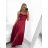 Women's ROSE (S/M ONE SIZE) long elegant strapless party dress ITALIAN FASHION IM323013/DU red S/M