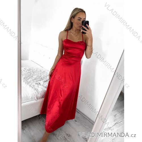 Women's ROSE (S/M ONE SIZE) long elegant strapless party dress ITALIAN FASHION IM323013/DU red S/M