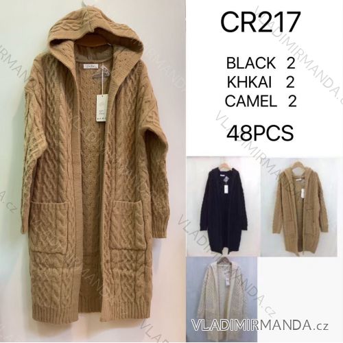 Women's Long Sleeve Knitted Hooded Cardigan (S/M ONE SIZE) ITALIAN FASHION IMWCA23CR217