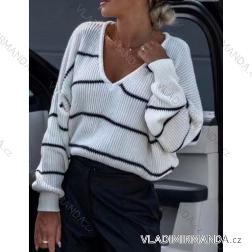 Women's Stripe Long Sleeve Sweater (S/M ONE SIZE) ITALIAN FASHION IMWE233030