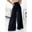 496-1 Elegant wide pants with high waist and golden buttons - black