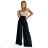 496-1 Elegant wide pants with high waist and golden buttons - black