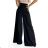 496-1 Elegant wide pants with high waist and golden buttons - black