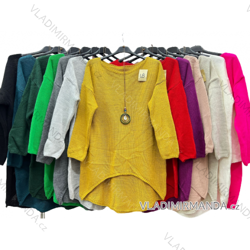 Knitted Sweater with Pendant Long Sleeve Women's (L/XL/2XL ONE SIZE) ITALIAN FASHION IM423590