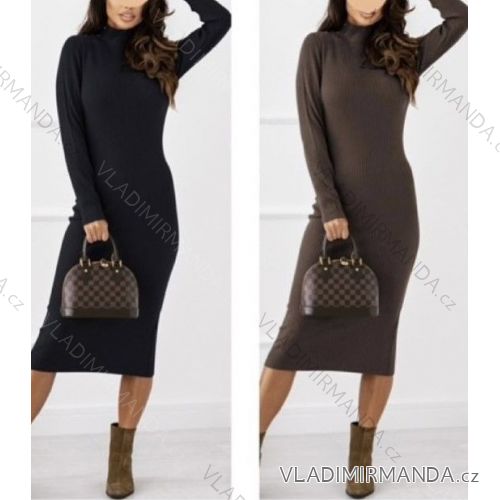 Women's Long Sleeve Turtleneck Knitted Long Dress (S/M ONE SIZE) ITALIAN FASHION IMWB23533