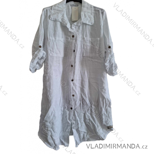 Shirt short sleeve dress women (UNI S-L) ITALIAN FASHION IMD20091 XL/2XL white