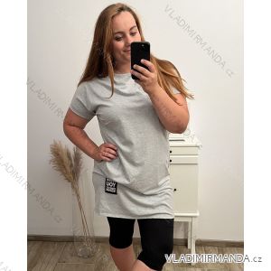 Šaty klasik s nášivkou krátký rukáv dámské (XL/2XL/3XLONE SIZE) ITALSKÁ MÓDA IMD23378XL/X