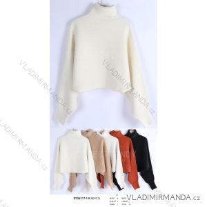 Women's Long Sleeve Oversized Turtleneck Sweater (S/M ONE SIZE) FRENCH FASHION FMWT23DT55717