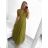 Women's Long Casual Elegant Sleeveless Dress (S/M ONE SIZE) ITALIAN FASHION IMPSH233584/DU khaki