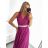 Women's Long Party Elegant Sleeveless Dress (S/M ONE SIZE) ITALIAN FASHION IMPSH223598/DU Red