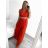 Women's Long Party Elegant Sleeveless Dress (S/M ONE SIZE) ITALIAN FASHION IMPSH223598/DU Red